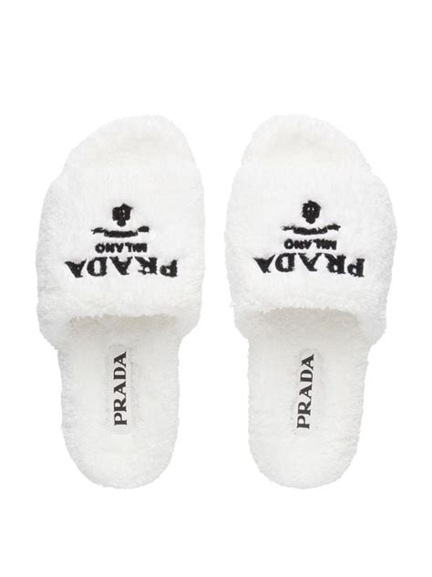 prada silver slippers|prada fluffy slides.